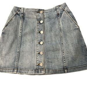 Wilfred Size 2 Button-Front Light Blue Denim Skirt